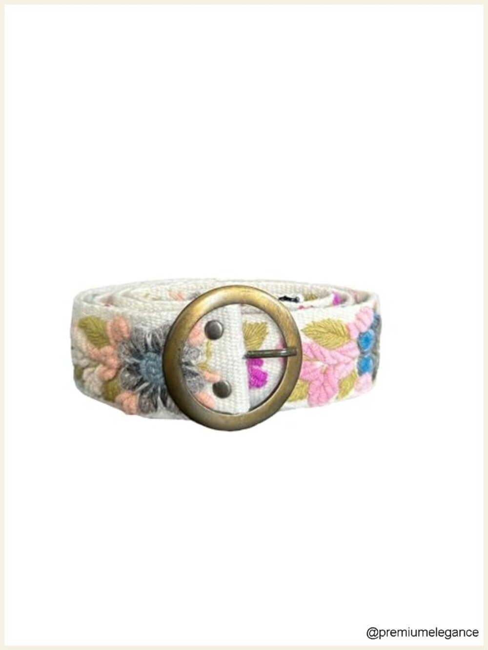 Handmade Peruvian Ayacucho Embroidered Floral Belt for Women Round Buckle